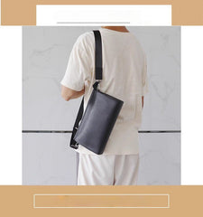 Black Leather Crossbody Bag For Men