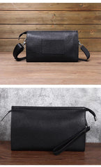 Black Leather Crossbody Bag For Men