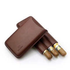 Top Black Leather Mens 3pcs Cigar Case With Cutter Best Leather Cigar Case for Men