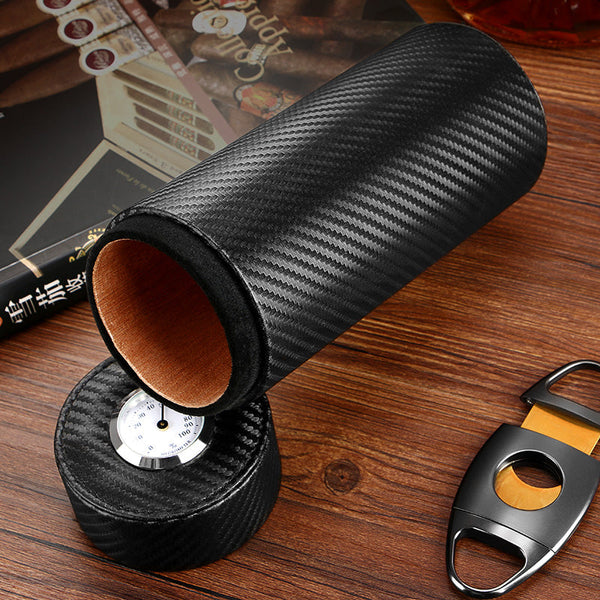 Best Black Eco Carbon Fibre Mens Tube Cigar Cases Carbon Fibre Cigar Cases for Men