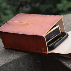 Handmade Leather Belt Pouch Mens Brown Waist Bag CIGARETTE Pouch for Men - iwalletsmen
