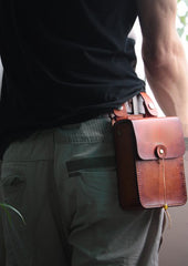 Handmade Leather Belt Pouch Mens Brown Waist Bag CIGARETTE Pouch for Men - iwalletsmen