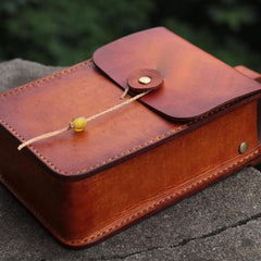 Handmade Leather Belt Pouch Mens Brown Waist Bag CIGARETTE Pouch for Men - iwalletsmen