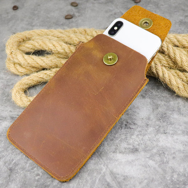 Cool Leather Men's Slim Cell Phone Holster Phone Holster Belt Bag Belt Pouch For Men - iwalletsmen