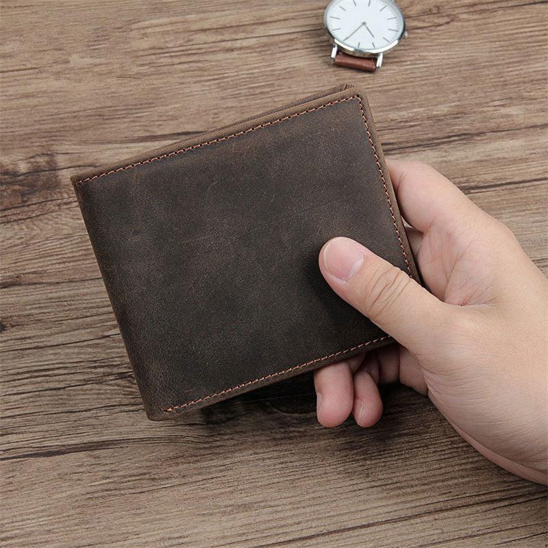 Best Brown Bifold Leather Mens Wallet Slim Wallet Billfold Wallet Driver's License Wallet for Men - iwalletsmen