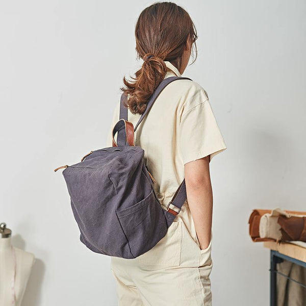 Pink Canvas Mens Womens Cube Rucksack Satchel Backpack Canvas School Backpack for Men Women - iwalletsmen