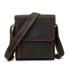 Genuine Leather Mens Messenger Bag Vertical iPad Shoulder Bag For Men