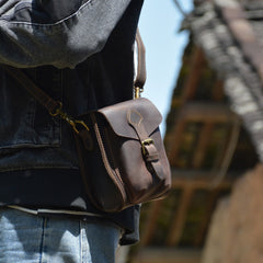 LEATHER MEN Belt Pouch Brown Phone Belt Bag Waist BAG Small Side Bag FOR MEN