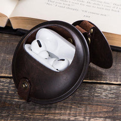 Brown Multi-function Women Mens Red Coin Purse Earphone holder AirPods Case For Men and Women - iwalletsmen
