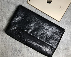 Handmade Leather Mens Clutch Cool Slim Wallet Zipper Clutch Wristlet Wallet for Men