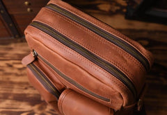 Genuine Leather Mens Cool Shoulder Bag Messenger Bag Chest Bag Bike Bag Cycling Bag for men