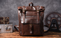 Handmade Leather Mens Cool Backpack Sling Bag Large Coffee Travel Bag Hiking Bag for men