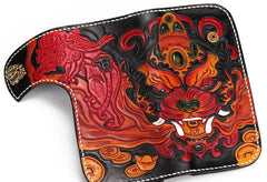 Handmade Leather Monster Mens Chain Biker Wallet Cool Leather Wallet Long Phone Wallets for Men
