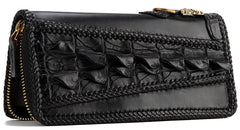 Handmade Leather Mens Chain Biker Wallet Cool Leather Wallet Long Phone Wallets for Men
