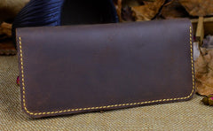 Handmade Leather Mens Cool Travel Long Wallet Card Holder Card Slim Clutch Wallets for Men