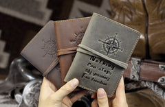 Handmade Leather Mens Cool billfold Wallet Passport Card Holder Small Card Slim Wallets for Men