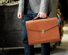 Handmade Leather Mens Cool Messenger Bag Briefcase Work Bag Business Bag for men