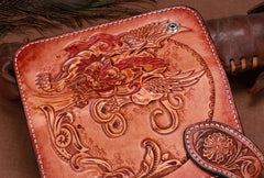 Handmade Leather Kylin Mens Chain Biker Wallet Cool Leather Wallet With Chain Wallets for Men