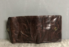 Handmade Leather Mens Cool billfold Leather Wallet Men Small Wallets Trifold for Men
