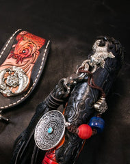 Handmade Leather Carp Mens Chain Biker Wallet Cool Leather Wallet With Chain Wallets for Men