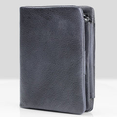 Handmade Mens Cool billfold Leather Wallet Men Small Zipper Wallets Trifold for Men - iwalletsmen