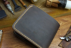 Handmade Leather Mens Cool Slim Leather Wallet Men billfold Wallets Bifold for Men