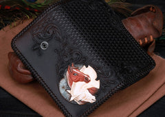 Handmade Leather Horse Mens Chain Biker Wallet Cool Leather Wallet With Chain Wallets for Men