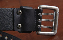 Genuine Leather Punk Rock Biker Trucker Mens Belt Men Black Coffee Belt for Men