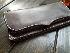 Handmade Leather Mens Clutch Wallet Cool Wallet Long Wallets Biker Chain Wallet for Men