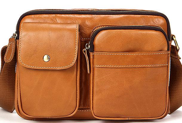 Cool Mens Leather Messenger Bag Small Shoulder Bag Crossbody Bag for men - iwalletsmen
