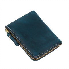 Leather Small Mens Wallet Zipper billfold Front Pocket Wallet Card Wallet Small Wallet for Men - iwalletsmen