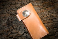 Handmade Leather Mens Cool Beige Chain Wallet Biker Trucker Wallet with Chain
