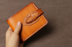 Handmade Leather Mens Cool Slim Leather Wallet Card Wallet Holders Men Small Wallets Bifold for Men
