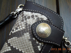 Handmade Leather Biker Wallet Mens Cool Chain Wallet Trucker Wallet with Chain