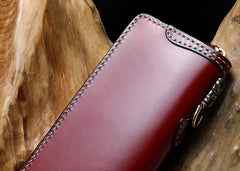 Handmade Leather Mens Chain Biker Wallet Cool Leather Wallet Long Phone Wallets for Men