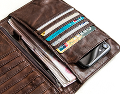 Genuine Leather Mens Cool billfold Leather Wallet Men Cards Wallets Bifold for Men
