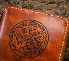 Handmade Leather Mens Chain Biker Wallet Cool Leather Wallet Small Wallets for Men