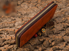 Handmade Leather Mens Chain Biker Wallet Cool Leather Wallet Long Phone Wallets for Men