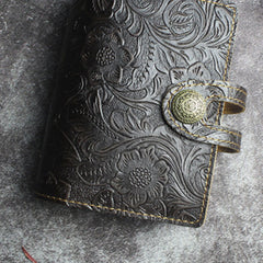Handmade Leather Floral Mens Cool billfold Wallet Card Holder Small Card Slim Wallets for Men