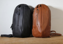 Genuine Leather Mens Cool Chest Bag Sling Bag Crossbody Bag Travel Bag Hiking Bag for men