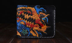 Handmade Leather Carp Mens billfold Wallet Cool Leather Wallet Slim Wallet for Men - iwalletsmen