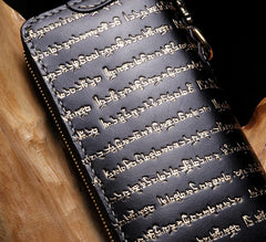Handmade Leather Mens Chain Tibetan Biker Wallet Cool Leather Wallet Long Phone Wallets for Men