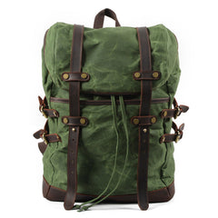Waxed Canvas Mens Travel Backpack Canvas Hiking Backpack Canvas Backpack for Men - iwalletsmen