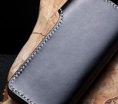 Handmade Leather Mens Chain Biker Wallet Cool Leather Wallet Long Phone Wallets for Men