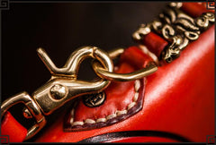 Handmade Leather Tibetan Mens Chain Biker Wallet Cool Leather Wallet Long Clutch Wallets for Men