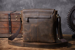 Handmade Leather Mens Cool Shoulder Bag Messenger Bag Chest Bag Bike Bag Cycling Bag for men