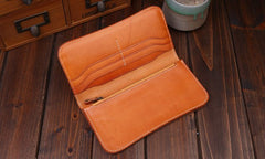 Handmade Leather Mens Clutch Wallet Cool Leather Wallet Long Phone Wallets for Men