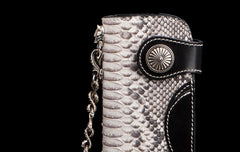 Handmade Leather Black Mens Chain Biker Wallet Cool Leather Wallet Long Clutch Wallets for Men