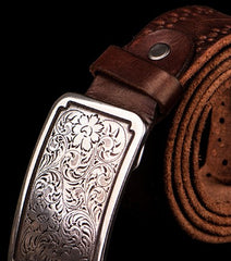 Handmade Genuine Leather Mens Belt Custom Cool Leather Men Black Belt for Men
