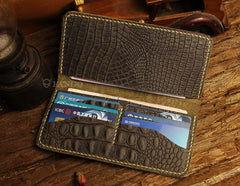Handmade Leather Alligator Pattern Mens Cool Travel Long Wallet Card Holder Card Slim Clutch Wallets for Men